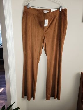 Cato Suede-Look Pants in Cognac Brown